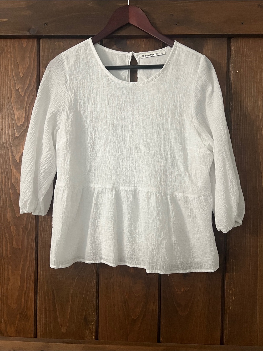 Abercrombie & Fitch White Textured Peplum Top